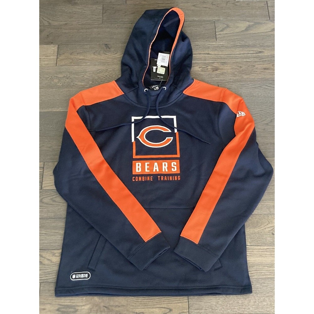 New Era Chicago Bears Combine Training Navy Blue Orange Hoodie Sz Medium NWT $60